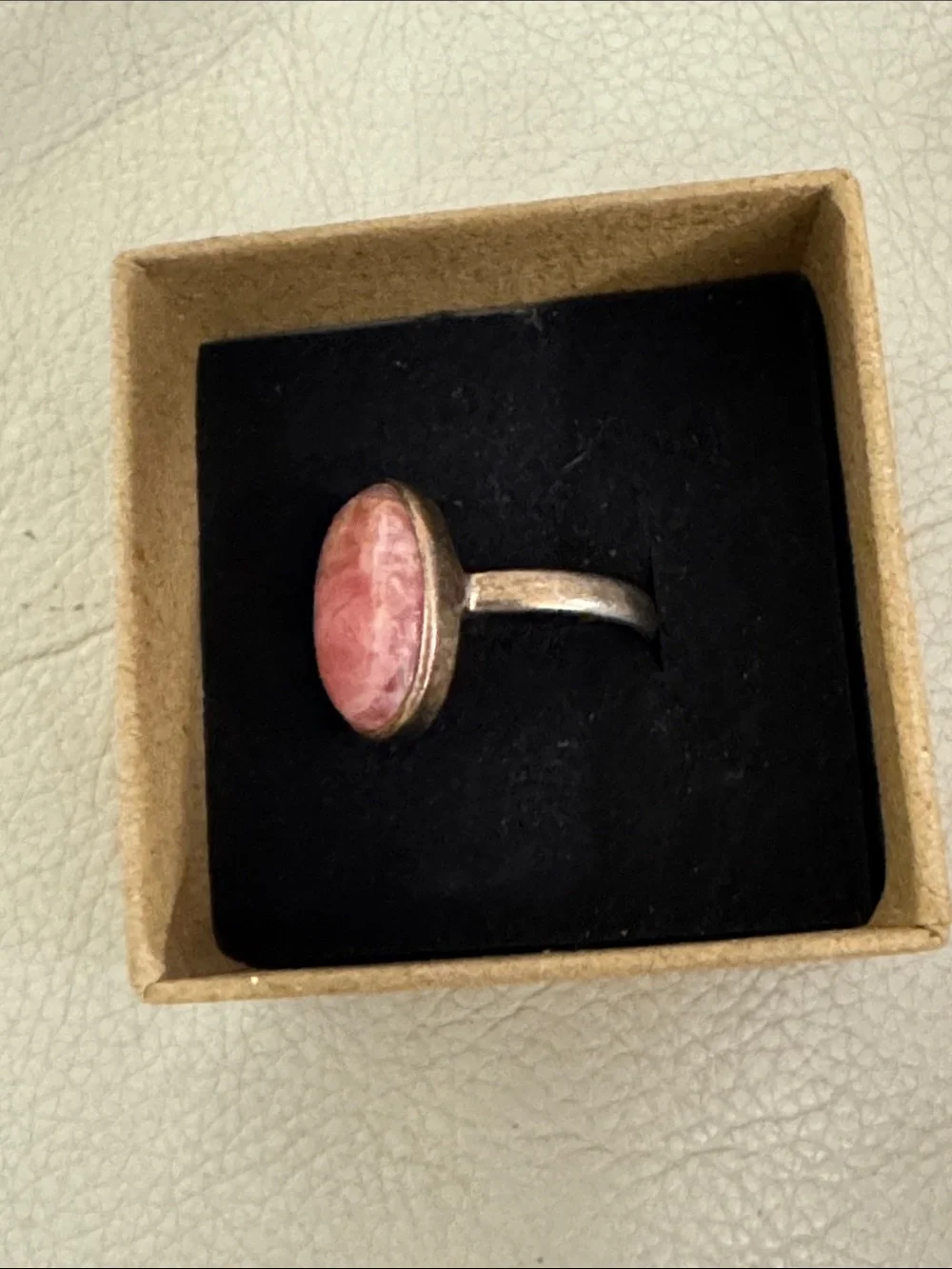 Pink Oval Stone Sterling silver  Ring. Vermeil .